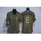 Women Majestic Kansas City Royals #8 Mike Moustakas Authentic Green Salute to Service MLB Jersey