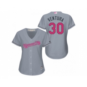 Women's Kansa City Royals #30 Yordano Ventura Gary Road 2016 Mother's Day Cool Base Jersey