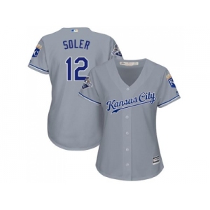 Women's Kansas City Royals #12 Jorge Soler Grey Road Stitched MLB Jersey