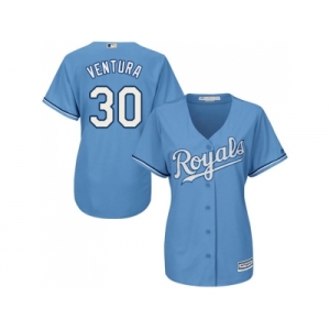 Women's Kansas City Royals #30 Yordano Ventura Light Blue Alternate Stitched MLB Jersey