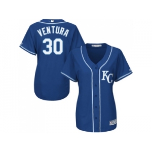 Women's Kansas City Royals #30 Yordano Ventura Royal Blue Alternate Stitched MLB Jersey