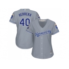 Women's Kansas City Royals #40 Kelvin Herrera Grey Road Stitched MLB Jersey