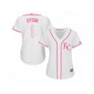 Women's Majestic Kansas City Royals #1 Jarrod Dyson Authentic White Fashion Cool Base MLB Jersey