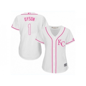 Women's Majestic Kansas City Royals #1 Jarrod Dyson Authentic White Fashion Cool Base MLB Jersey