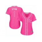 Women's Majestic Kansas City Royals #1 Jarrod Dyson Replica Pink Fashion Cool Base MLB Jersey