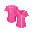 Women's Majestic Kansas City Royals #12 Jorge Soler Replica Pink Fashion Cool Base MLB Jersey