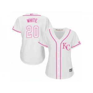 Women's Majestic Kansas City Royals #20 Frank White Authentic White Fashion Cool Base MLB Jersey