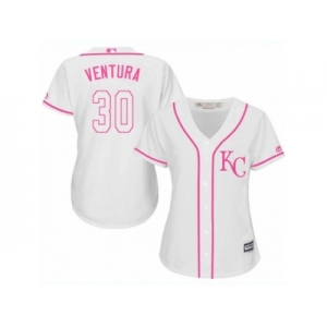 Women's Majestic Kansas City Royals #30 Yordano Ventura Authentic White Fashion Cool Base MLB Jersey