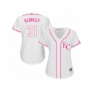 Women's Majestic Kansas City Royals #31 Ian Kennedy Authentic White Fashion Cool Base MLB Jersey