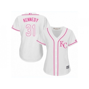 Women's Majestic Kansas City Royals #31 Ian Kennedy Authentic White Fashion Cool Base MLB Jersey