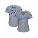 Women's Majestic Kansas City Royals #34 Travis Wood Authentic Grey Road Cool Base MLB Jersey