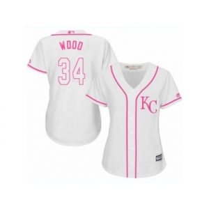 Women's Majestic Kansas City Royals #34 Travis Wood Authentic White Fashion Cool Base MLB Jersey