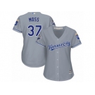 Women's Majestic Kansas City Royals #37 Brandon Moss Authentic Grey Road Cool Base MLB Jersey