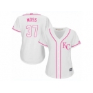 Women's Majestic Kansas City Royals #37 Brandon Moss Authentic White Fashion Cool Base MLB Jersey