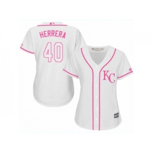 Women's Majestic Kansas City Royals #40 Kelvin Herrera Authentic White Fashion Cool Base MLB Jersey