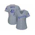 Women's Majestic Kansas City Royals #41 Danny Duffy Replica Grey Road Cool Base MLB Jersey