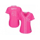 Women's Majestic Kansas City Royals #41 Danny Duffy Replica Pink Fashion Cool Base MLB Jersey