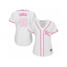 Women's Majestic Kansas City Royals #48 Joakim Soria Authentic White Fashion Cool Base MLB Jersey