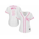 Women's Majestic Kansas City Royals #5 George Brett Authentic White Fashion Cool Base MLB Jersey