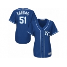 Women's Majestic Kansas City Royals #51 Jason Vargas Replica Blue Alternate 2 Cool Base MLB Jersey