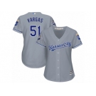 Women's Majestic Kansas City Royals #51 Jason Vargas Replica Grey Road Cool Base MLB Jersey