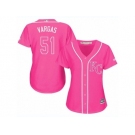 Women's Majestic Kansas City Royals #51 Jason Vargas Replica Pink Fashion Cool Base MLB Jersey