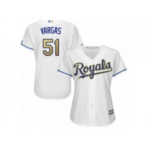 Women's Majestic Kansas City Royals #51 Jason Vargas Replica White Home Cool Base MLB Jersey