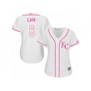 Women's Majestic Kansas City Royals #6 Lorenzo Cain Authentic White Fashion Cool Base MLB Jersey