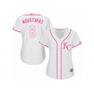 Women's Majestic Kansas City Royals #8 Mike Moustakas Authentic White Fashion Cool Base MLB Jersey