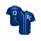 Youth Majestic Kansas City Royals #13 Salvador Perez Authentic Royal Blue 2017 Spring Training Cool Base MLB Jersey