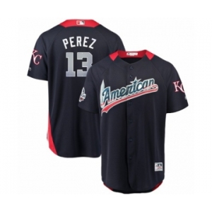 Youth Majestic Kansas City Royals #13 Salvador Perez Game Navy Blue American League 2018 MLB All-Star MLB Jersey