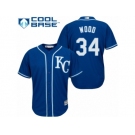 Youth Majestic Kansas City Royals #34 Travis Wood Authentic Blue Alternate 2 Cool Base MLB Jersey