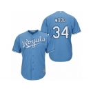 Youth Majestic Kansas City Royals #34 Travis Wood Replica Light Blue Alternate 1 Cool Base MLB Jersey