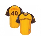 Youth Majestic Kansas City Royals #40 Kelvin Herrera Authentic Yellow 2016 All-Star American League BP Cool Base MLB Jersey