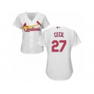 Women Majestic St. Louis Cardinals #27 Brett Cecil Authentic White Home Cool Base MLB Jersey