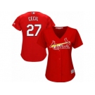 Women Majestic St. Louis Cardinals #27 Brett Cecil Replica Red Alternate Cool Base MLB Jersey