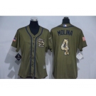 Women Majestic St. Louis Cardinals #4 Yadier Molina Authentic Green Salute to Service MLB Jersey