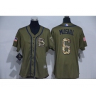 Women Majestic St. Louis Cardinals #6 Stan Musial Authentic Green Salute to Service MLB Jersey