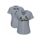 Women St. Louis Cardinals #4 Yadier Molina Grey 2018 Memorial Day Cool Base Stitched MLB Jersey