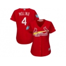 Women St. Louis Cardinals #4 Yadier Molina Majestic Scarlet 2018 Spring Training Cool Base Player Jersey