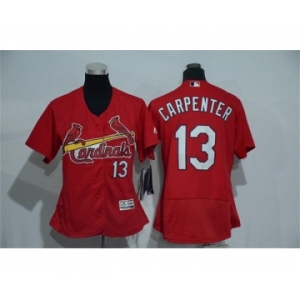 Women St.Louis Cardinals #13 Matt Carpenter Red Flexbase Authentic Collection Stitched Baseball Jersey