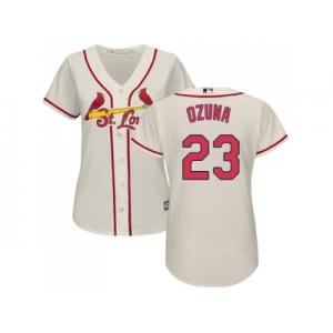 Women St.Louis Cardinals #23 Marcell Ozuna Cream Alternate Stitched MLB Jersey