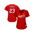 Women St.Louis Cardinals #23 Marcell Ozuna Red Alternate Stitched MLB Jersey