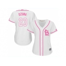 Women St.Louis Cardinals #23 Marcell Ozuna White Pink Fashion Stitched MLB Jersey