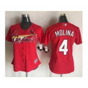 Women St.Louis Cardinals #4 Yadier Molina Red Alternate Stitched Baseball Jersey