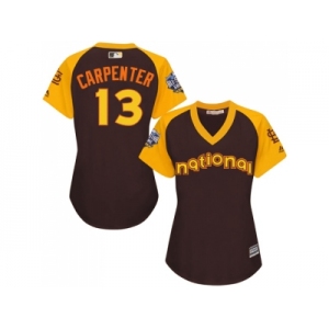 Women's Majestic St. Louis Cardinals #13 Matt Carpenter Authentic Brown 2016 All-Star National League BP Cool Base MLB Jersey