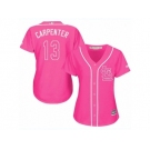 Women's Majestic St. Louis Cardinals #13 Matt Carpenter Authentic Pink Fashion MLB Jersey