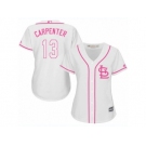 Women's Majestic St. Louis Cardinals #13 Matt Carpenter Replica White Fashion MLB Jersey
