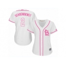 Women's Majestic St. Louis Cardinals #2 Red Schoendienst Replica White Fashion Cool Base MLB Jersey