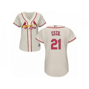 Women's Majestic St. Louis Cardinals #21 Brett Cecil Authentic Cream Alternate Cool Base MLB Jersey